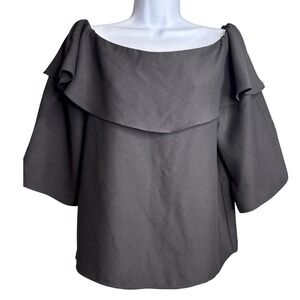 Banana Republic Women's Black Off Shoulder Ruffle Blouse Size S Parisian‎ Chic